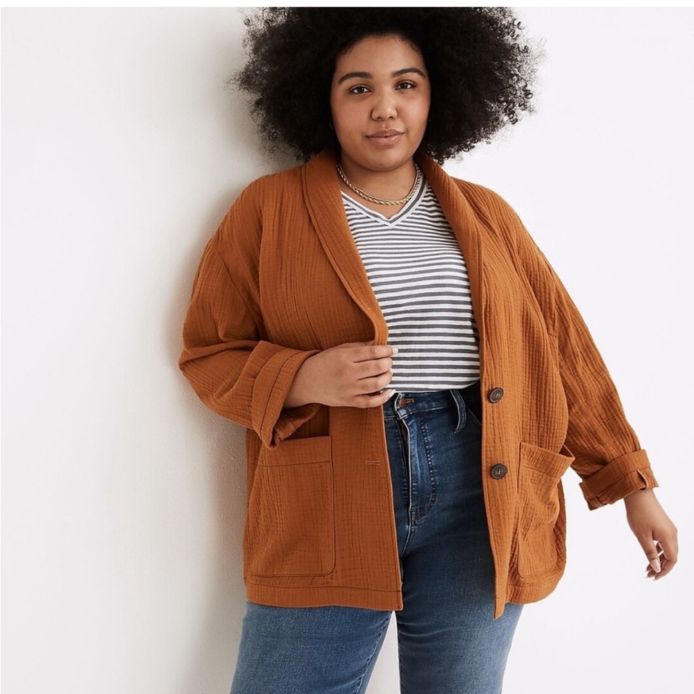 NWT Madewell Lightspun Dorset Oversized Blazer in Golden Pecan 4X Plus Size